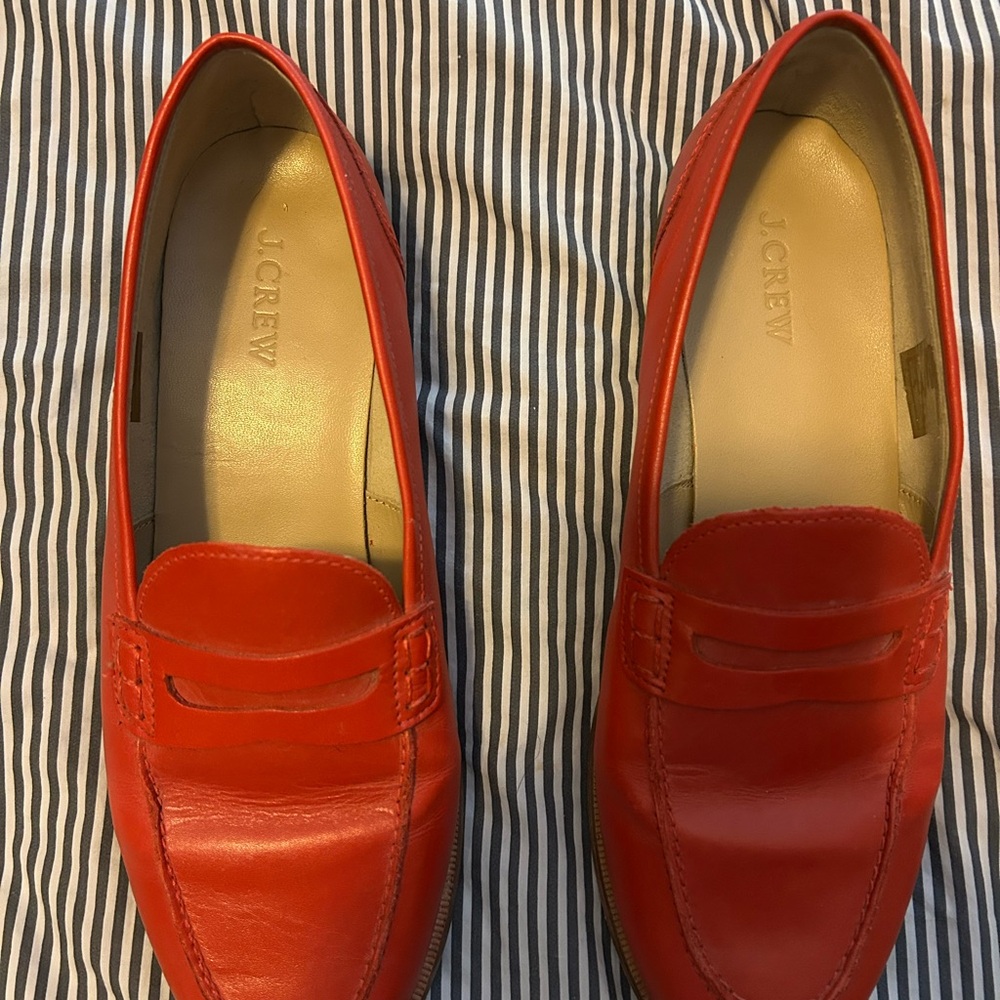 J. Crew Ryan Red Leather Loafers sz 9.5